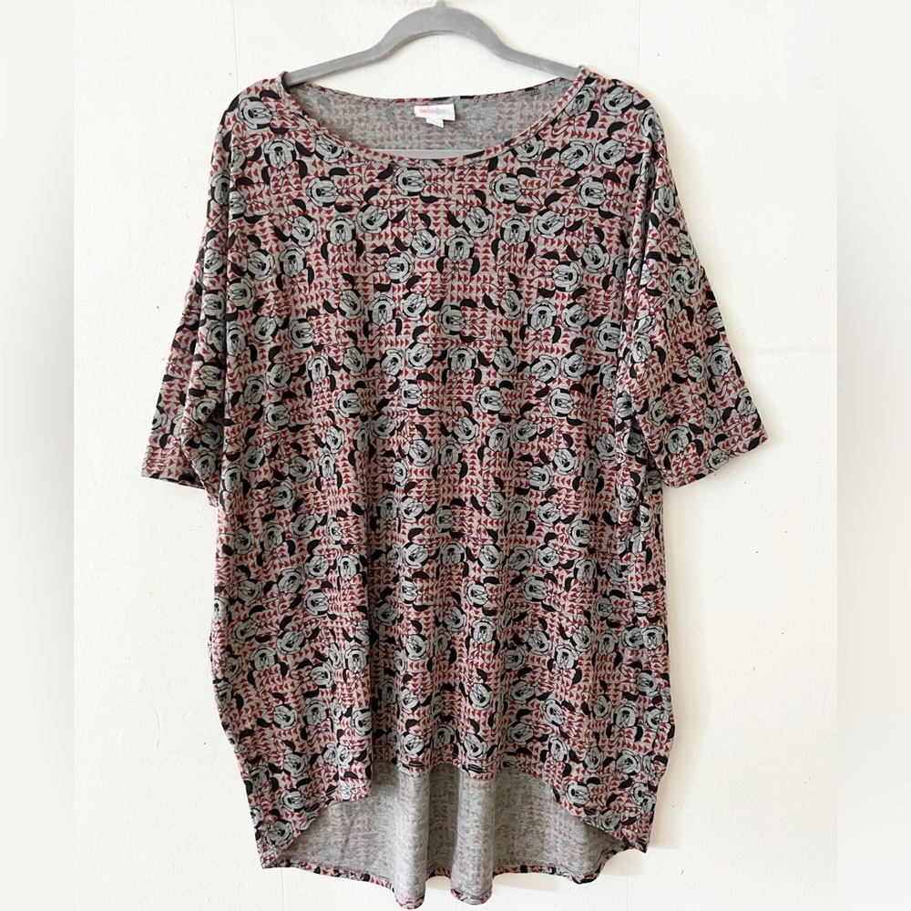 LuLaRoe Irma High-Low Short Sleeve Tunic Minnie Mouse Size XL